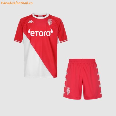 Kids AS Monaco 2021-22 Home Soccer Kits Shirt With Shorts