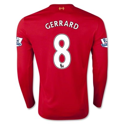 2015-16 Liverpool GERRARD #8 LS Home Soccer Jersey