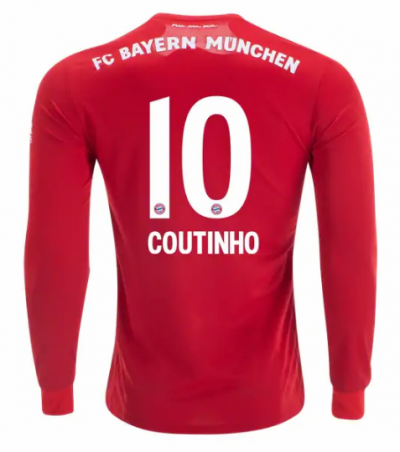 2019-20 Bayern Munich Long Sleeve Home Soccer Jersey Shirt Philippe Coutinho #10