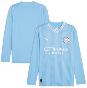 2023-24 Manchester City Long Sleeve Home Soccer Jersey Shirt