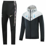 2020-21 Tottenham Hotspur Black Grey Hoodie Jacket training Kits with Pants