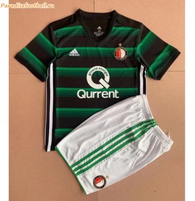 Kids 2017-18 Feyenoord Retro Away Green Soccer Kits Shirt With Shorts