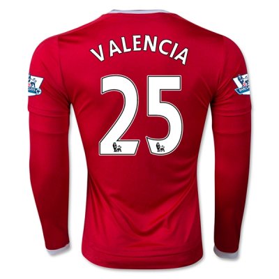 2015-16 Manchester United LS Home Soccer Jersey VALENCIA 25