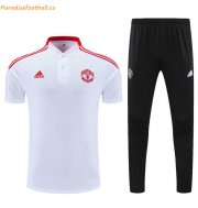 2021-22 Manchester United White Polo Kits Shirt with Pants