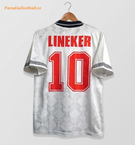 1990 England Retro Home Soccer Jersey Shirt LINEKER #10