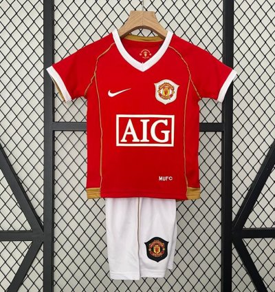 2006-07 Manchester United Retro Kids Home Soccer Kits Shirt With Shorts