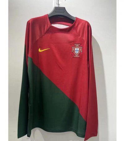 2022 FIFA World Cup Portugal Long Sleeve Home Soccer Jersey Shirt