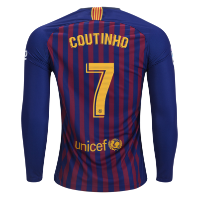 2018-19 FC Barcelona LS Home Soccer Jersey Shirt Philippe Coutinho #7