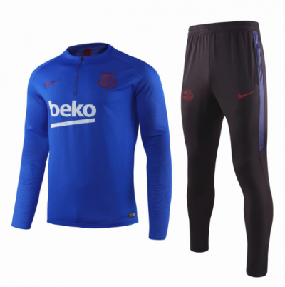 2019-20 Barcelona Blue Training Sweat Top and Pants with Sponsor