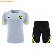 2021-22 Chelsea Grey Pre-Match Training Kits Shirt with Shorts
