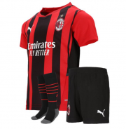 2021-22 AC Milan Kids Home Soccer Kits Shirt with Shorts