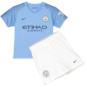 Kids Manchester City 2018-19 Home Soccer Shirt With Shorts