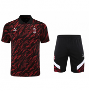 2021-22 AC Milan Black Red Polo Kits Shirt + Shorts