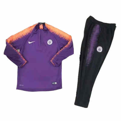 Youth Kids 18-19 Manchester City Purple Sweat Shirt Kit(Top+Trouser)