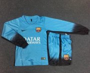 Kids Barcelona 2015-16 Third Long Sleeve Soccer Shirt With Shorts