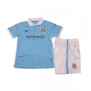 Kids Manchester City 2015-16 Home Soccer Shirt With Shorts
