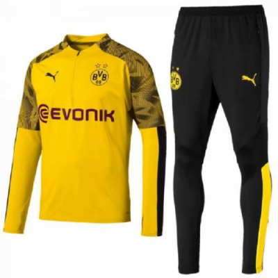 2019-20 Borussia Dortmund Yellow Zipper Training Suits ( SweatShirt+Pants)