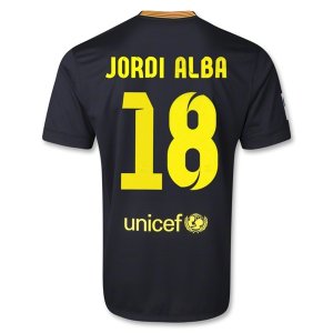 13-14 Barcelona #18 JORDI ALBA Away Black Soccer Jersey Shirt 13-14 Barcelona #18 JORDI ALBA Away Black Soccer Jersey Shirt