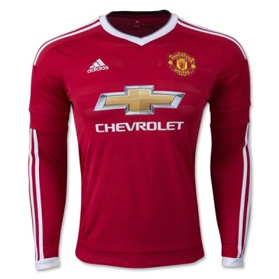 2015-16 Manchester United Home Soccer Jersey LS