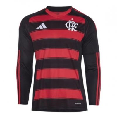 2025-26 Camisa Flamengo Long Sleeve Home Soccer Jersey Shirt