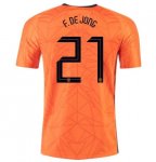 2020 EURO Netherlands Home Soccer Jersey Shirt FRENKIE DE JONG 21