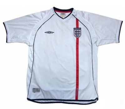 2002 England Retro Home Soccer Jersey Shirt