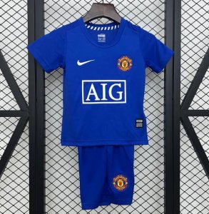2008-09 Manchester United Retro Kids Away Soccer Kit Shirt With Shorts