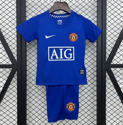 2008-09 Manchester United Retro Kids Away Soccer Kit Shirt With Shorts