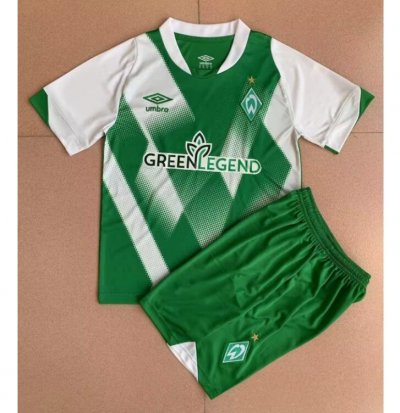 Kids 2022-23 Werder Bremen Home Soccer Kits Shirt With Shorts