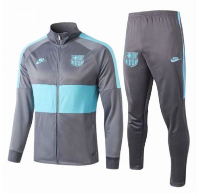 2019-20 Barcelona Grey Blue Training Suits (Jacket+Pants)