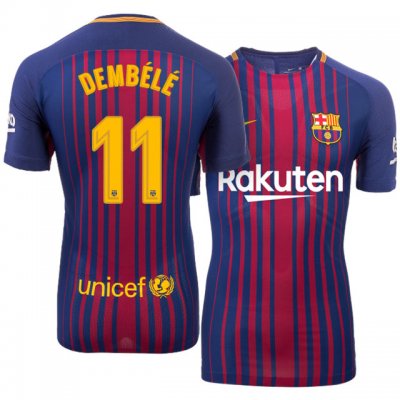 2017-18 Barcelona #11 Ousmane Dembélé Home Soccer Jersey