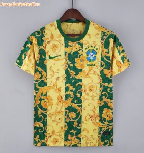 2022 Brazil Green Yellow Flower Special Soccer Jersey Shirt