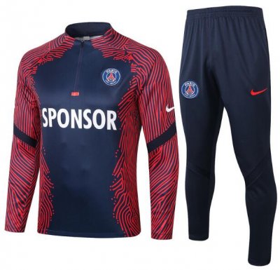2020-21 PSG Navy Red Training Kits Sweatshirt with Pants
