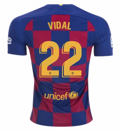 2019-20 Barcelona Home Soccer Jersey Shirt Arturo Vidal #22