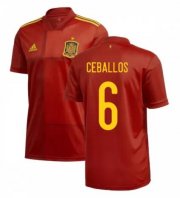 2020 EURO Spain Home Soccer Jersey Shirt CEBALLOS 6