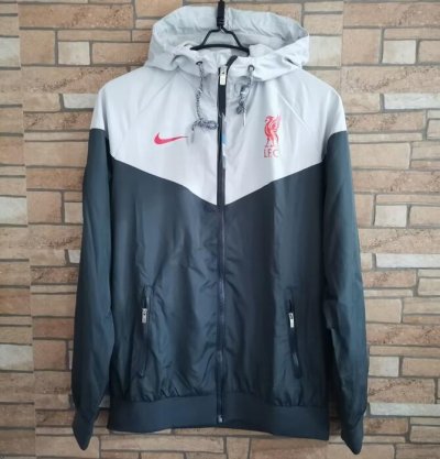 2022-23 Liverpool Black Grey Windbreaker Hoodie Jacket