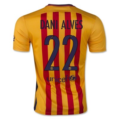 2015-16 Barcelona Away DANI ALVES 22 Soccer Jersey Yellow