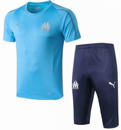 2018-19 Olympique Marseille Light Blue Short Sleeve Training Kits