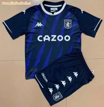 Kids Aston Villa FC 2021-22 Third Away Soccer Kits Shirt With Shorts
