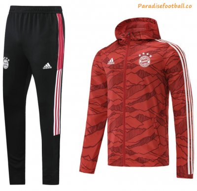 2021-22 Bayern Munich Red Tracksuits Hoodie windbreaker Jacket Kits with Pants