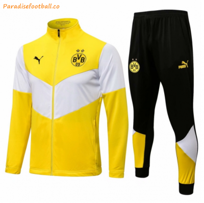 2021-22 Dortmund Yellow White Training Kits Jacket with Pants