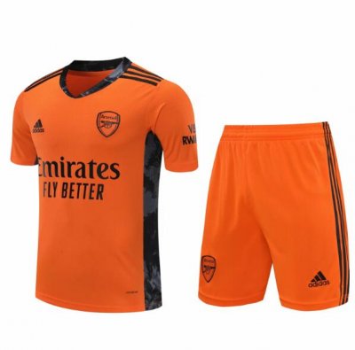 2020-21 Arsenal Goalkeeper Orange Soccer Jersey Kits (Shirt+Shorts)