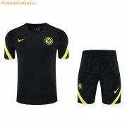 2021-22 Chelsea Black Pre-Match Training Kits Shirt with Shorts