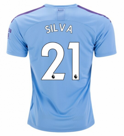 2019-20 Manchester City Home Soccer Jersey Shirt Silva #21
