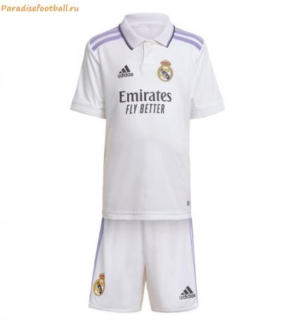 2022-23 Real Madrid Kids Home Soccer Kits Shirt With Shorts