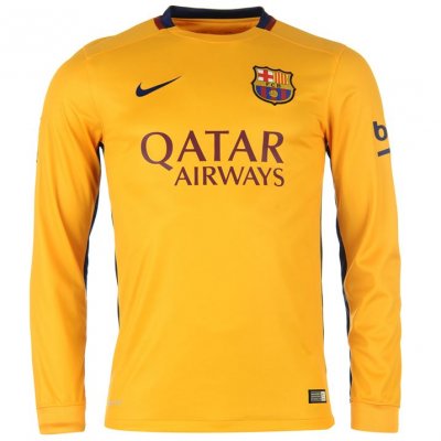 2015-16 Barcelona Away Soccer Jersey LS