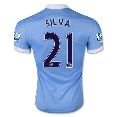 2015-16 Manchester City SILVA 21 Home Soccer Jersey