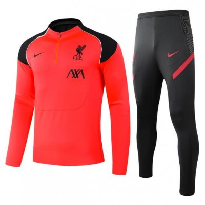 2020-21 Liverpool Orange Black Zipper Training Kits Sweatshirt with Pants
