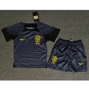 2022 World Cup Brazil Black Goalkeeper Kids/Youth Soccer Kits Shirt with Shorts
