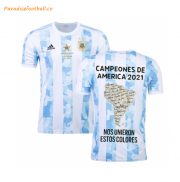 2021 Copa America Champion Argentina Home Soccer Jersey Shirt